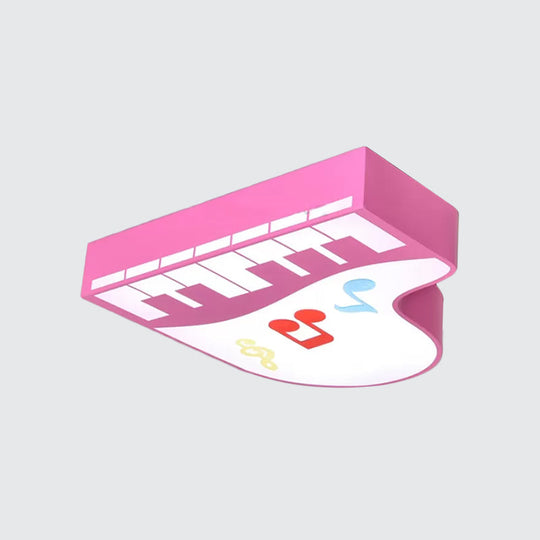 Piano Flush Ceiling Light - Children’s Style Led Acrylic Fixture In Red/Yellow/Pink Warm/White