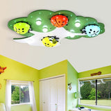 Kids Led Ladybug Ceiling Light In Pink/Green With Acrylic Shade Green