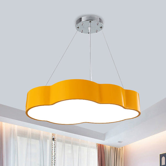 Contemporary Led Cloud Suspension Light In Red/Yellow/Green For Playroom Ceiling Yellow