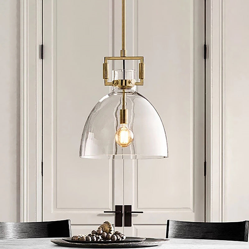 Modern Clear Glass Hanging Light - Sleek Suspension Lamp For Dining Room / Dome
