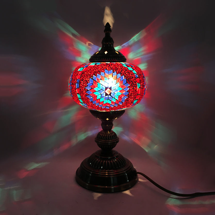 Angela - Vintage 1 Head Bedroom Table Lamp Bronze Task Lighting With Spherical Red/Blue/Multi-Color
