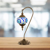 Traditional Red/White/Yellow Glass Table Lamp For Coffee Shop Nights - Global Design With Metal Base
