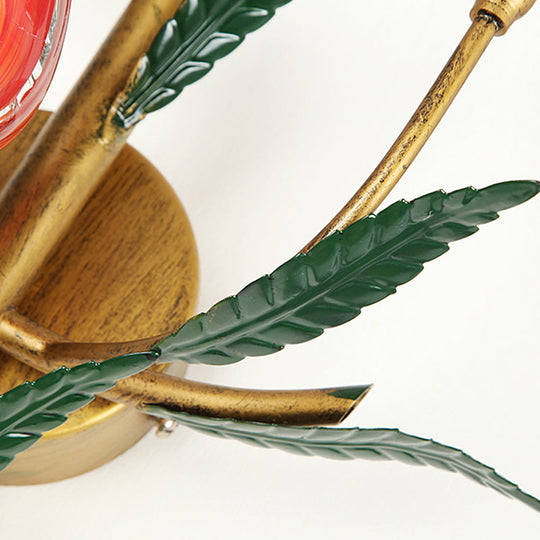 Retro Gradient Pink/Red Tulip Sconce - 3-Light Wall Lighting For Stylish Living Room Decor