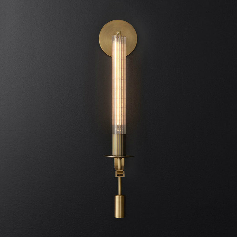 Minimalist Metal Tube Bathroom Wall Mount Light | 1/2-Head Brass/Black/Chrome Sconce Fixture