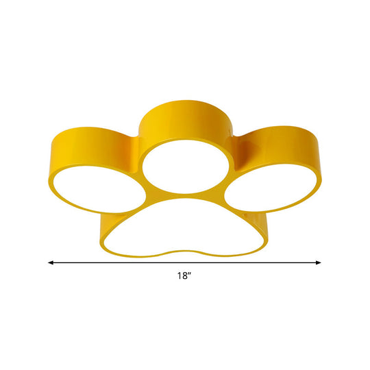 Hallway Home Paw Led Flushmount Ceiling Light - Acrylic Kids Lovely Design