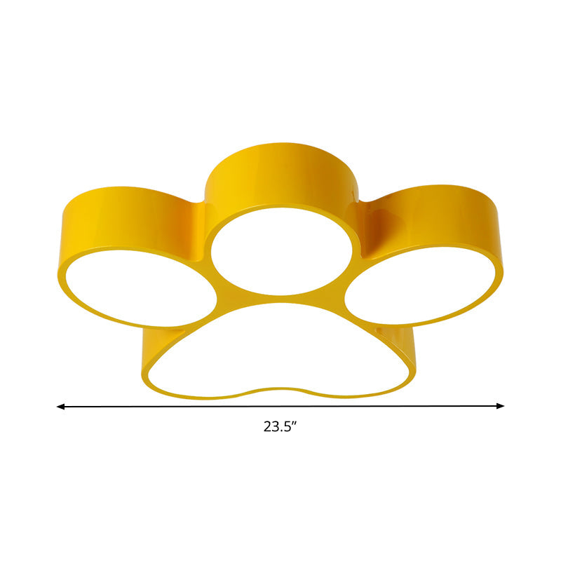 Hallway Home Paw Led Flushmount Ceiling Light - Acrylic Kids Lovely Design