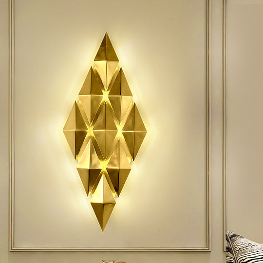 7 & 11 Rhombus Metal Sconce Light - Colonial Style Wall Mounted Fixture Gold /