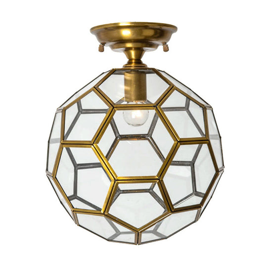 Traditional Glass Semi Flush Ceiling Lamp In Brass - Clear/Cream/Textured White 8 - 16’ Wide