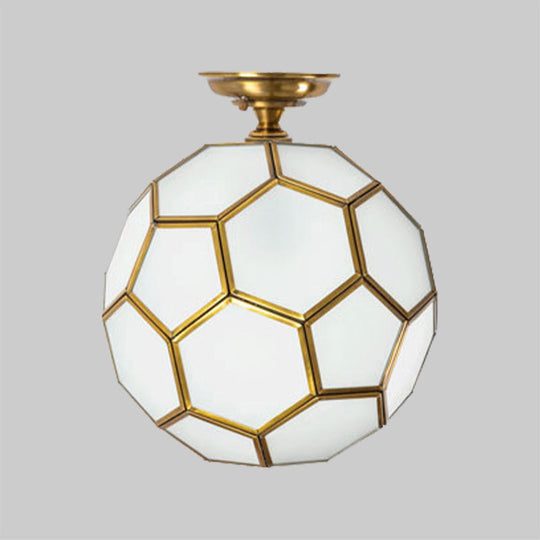 Traditional Glass Semi Flush Ceiling Lamp In Brass - Clear/Cream/Textured White 8 - 16’ Wide