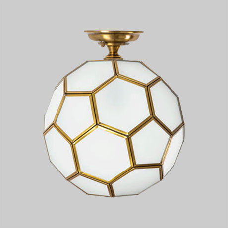 Traditional Glass Semi Flush Ceiling Lamp In Brass - Clear/Cream/Textured White 8-16 Wide