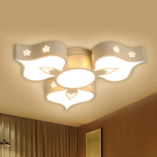 Led Flush Mount Light: White Blossom Ceiling Lamp For Living Room And Kids’ Spaces