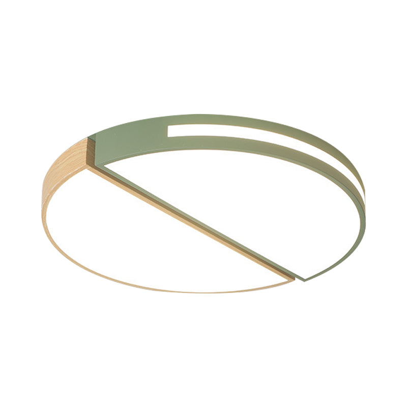 Nordic Acrylic Dual Sector Ceiling Fixture Led Flush Mount Light Green/Grey Warm/White