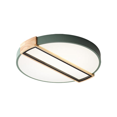 16/19.5 Nordic Led Flushmount Ceiling Light - White/Grey/Green Round Acrylic Shade