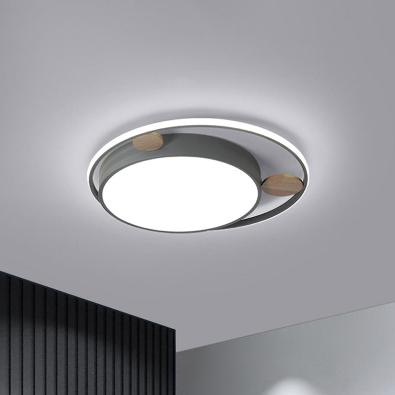 Modern Bear Head Led Flushmount Ceiling Light With Wood Accent - 18’/21.5’ Wide Cartoon Acrylic