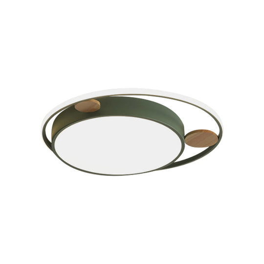 Modern Bear Head Led Flushmount Ceiling Light With Wood Accent - 18’/21.5’ Wide Cartoon Acrylic