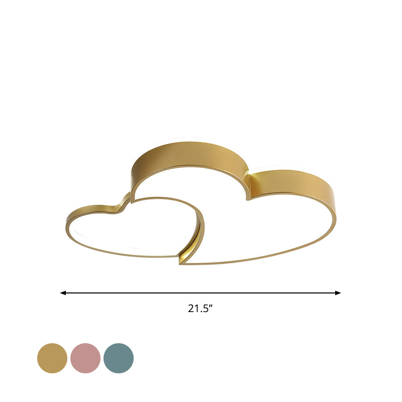Dual - Heart Kid’s Flush Light: Acrylic Macaron Led Ceiling Lamp In Pink/Blue/Gold 21.5’/25.5’ Wide