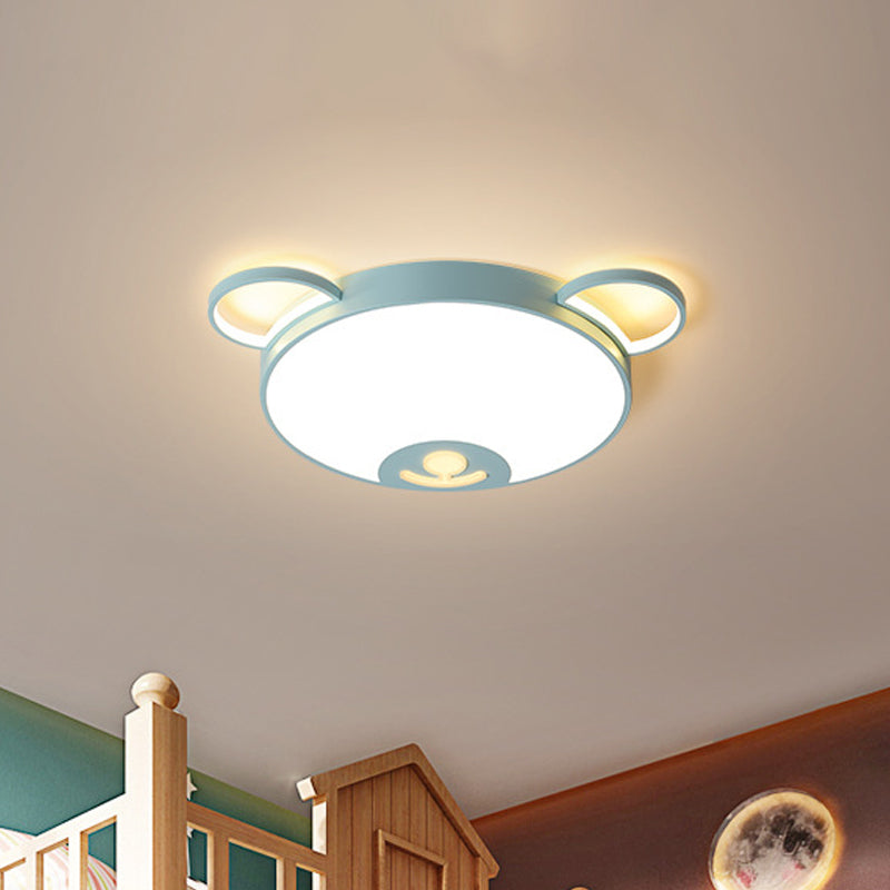 Bear Acrylic Ceiling Lamp: Cartoon Pink/Blue Led Flush Mount Light Fixture (16.5’/20.5’ Width)
