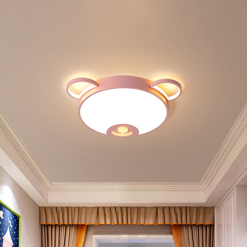 Bear Acrylic Ceiling Lamp: Cartoon Pink/Blue Led Flush Mount Light Fixture (16.5’/20.5’ Width)