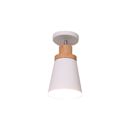 Nordic Metal 1 - Light Flush Mount Ceiling Lamp With Pivot Joint - Wood Finish And Color Options