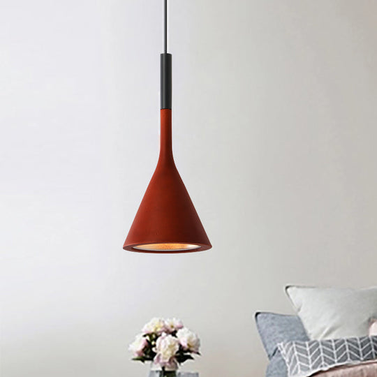 Modern Nordic Style Funnel Kitchen Bar Pendant Light - Red/White/Black