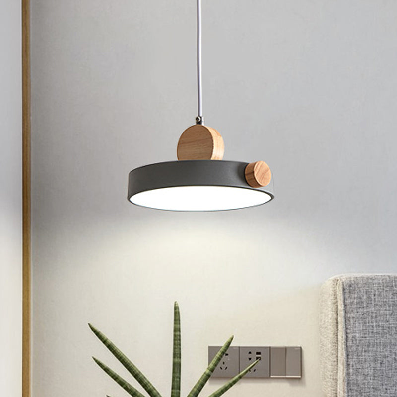 Modern Nordic Led Hanging Acrylic Lamp With Wood Accent In Grey/White/Green