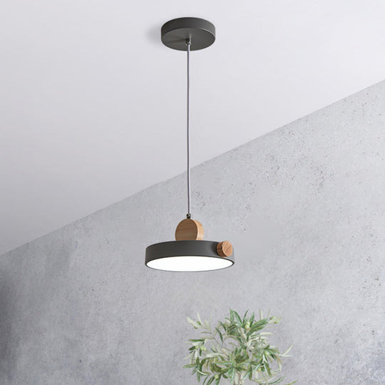 Modern Nordic Led Hanging Acrylic Lamp With Wood Accent In Grey/White/Green