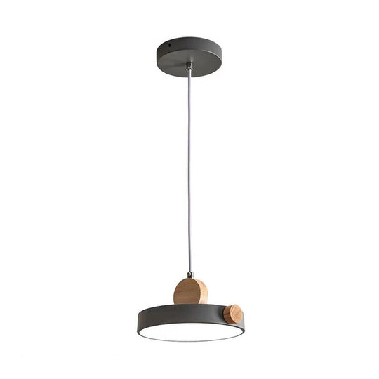 Modern Nordic Led Hanging Acrylic Lamp With Wood Accent In Grey/White/Green