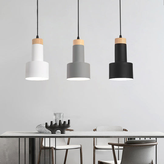 Nordic Metal Hanging Pendant Light With 3 Round/Linear Heads Black/Grey/White Multi Ceiling &