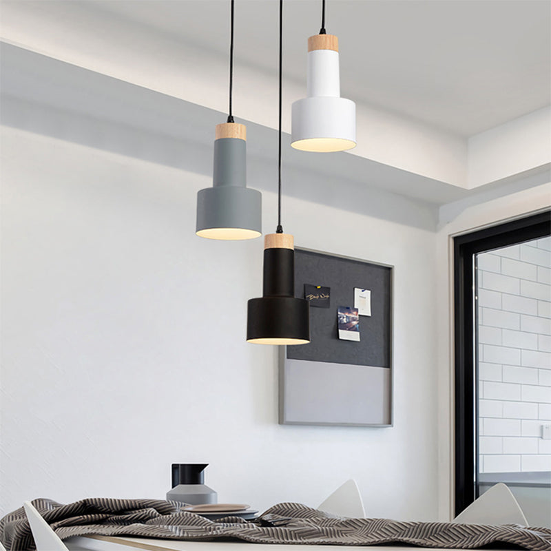 Nordic Metal Hanging Pendant Light With 3 Round/Linear Heads Black/Grey/White Multi Ceiling &