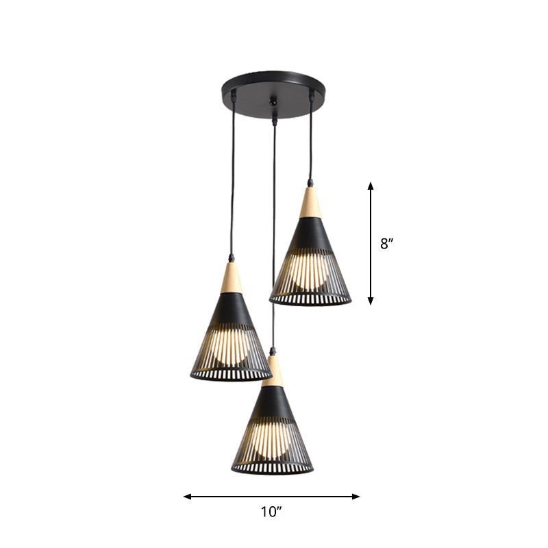 Nordic Metal Hanging Pendant Light With 3 Round/Linear Heads Black/Grey/White Multi Ceiling &