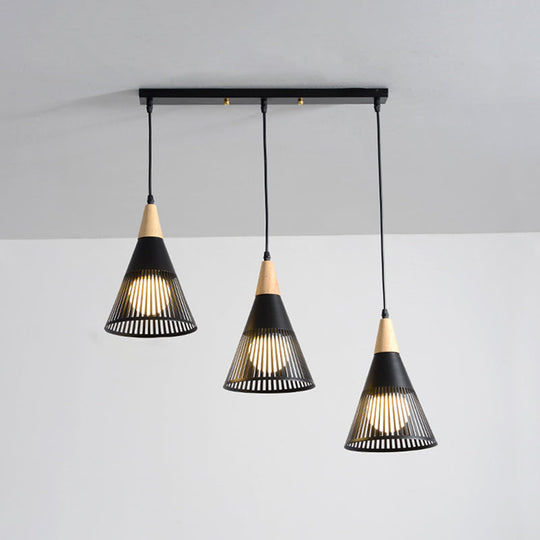 Nordic Metal Hanging Pendant Light With 3 Round/Linear Heads Black/Grey/White Multi Ceiling &