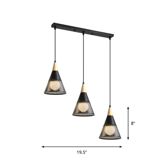 Nordic Metal Hanging Pendant Light With 3 Round/Linear Heads Black/Grey/White Multi Ceiling &