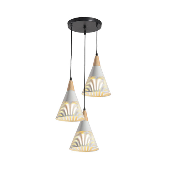 Nordic Metal Hanging Pendant Light With 3 Round/Linear Heads Black/Grey/White Multi Ceiling &