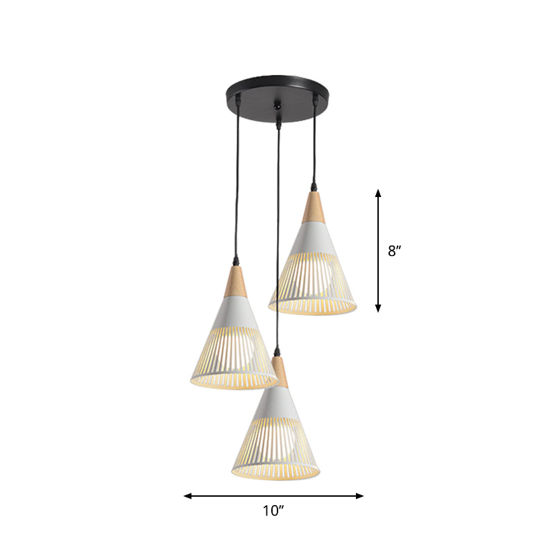 Nordic Metal Hanging Pendant Light With 3 Round/Linear Heads Black/Grey/White Multi Ceiling &