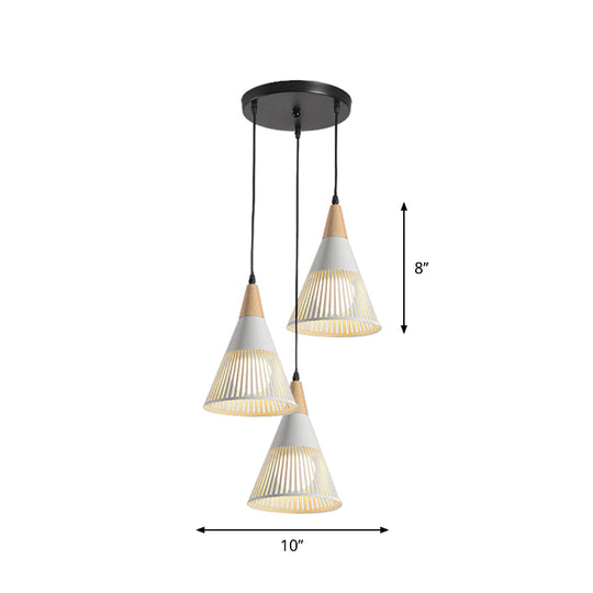Nordic Metal Hanging Pendant Light With 3 Round/Linear Heads Black/Grey/White Multi Ceiling &