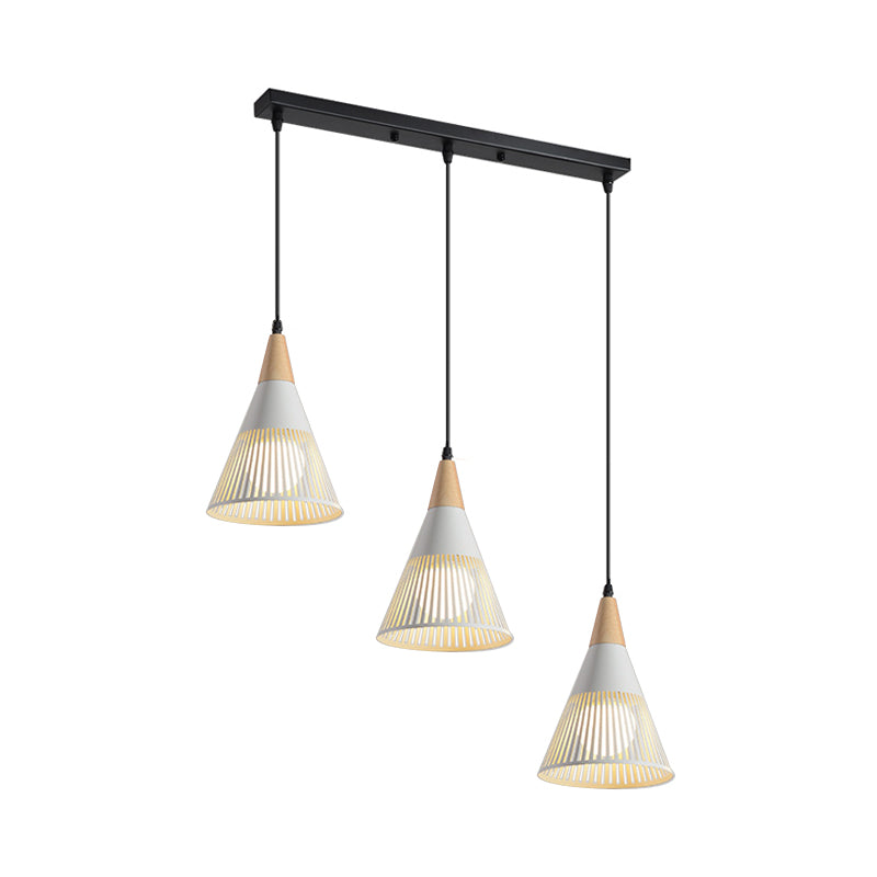 Nordic Metal Hanging Pendant Light With 3 Round/Linear Heads Black/Grey/White Multi Ceiling &
