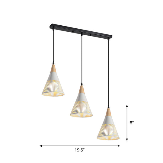 Nordic Metal Hanging Pendant Light With 3 Round/Linear Heads Black/Grey/White Multi Ceiling &