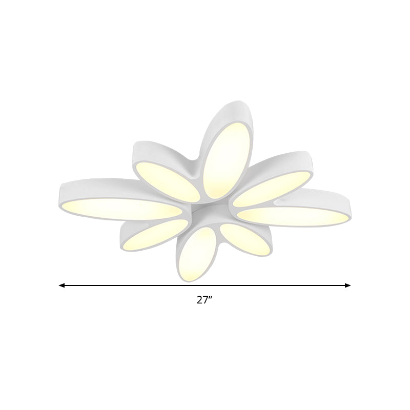 Creative Acrylic Ceiling Lamp For Childs Bedroom - White 8-Petal Blossom Design