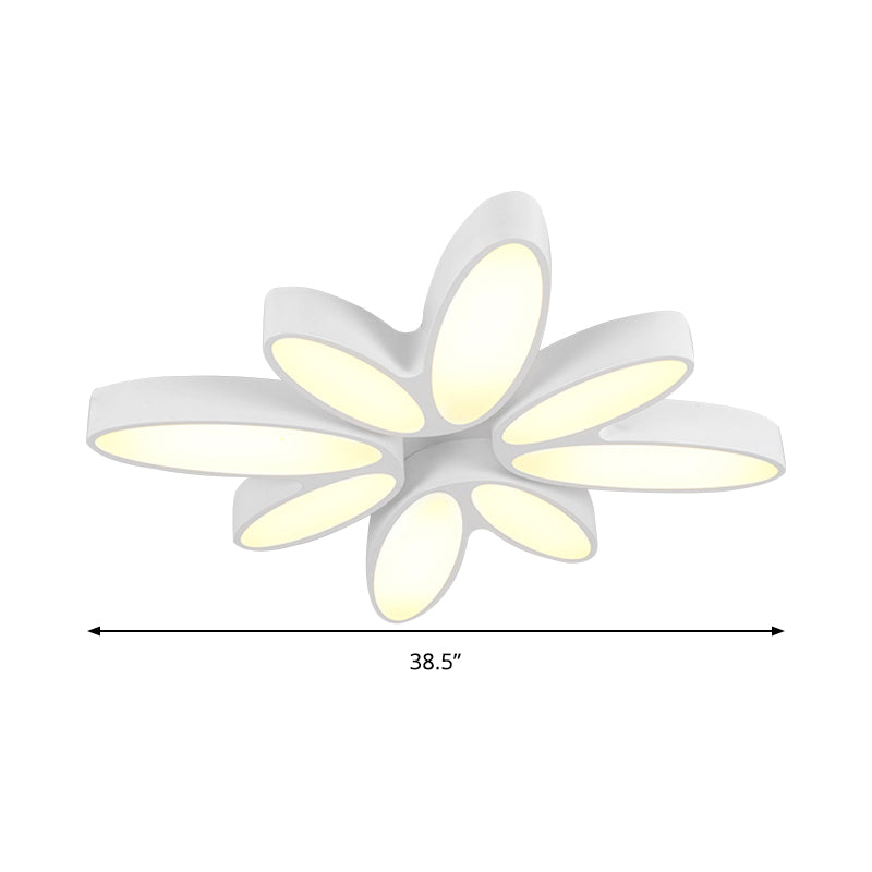 Creative Acrylic Ceiling Lamp For Childs Bedroom - White 8-Petal Blossom Design