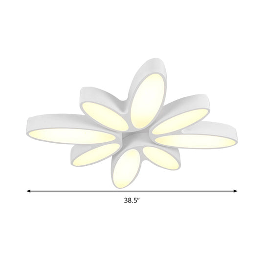 Creative Acrylic Ceiling Lamp For Childs Bedroom - White 8-Petal Blossom Design
