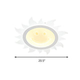 Child Bedroom Led Flush Ceiling Light: Lovely White Smiling Sun Acrylic Lamp