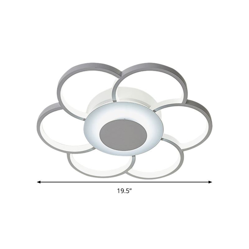 Modern Acrylic Blossom Led Ceiling Light In White For Kid’s Bedroom - Flush Mount Fixture