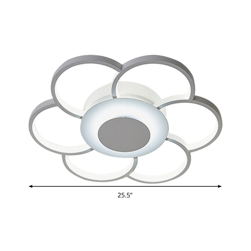 Modern Acrylic Blossom Led Ceiling Light In White For Kid’s Bedroom - Flush Mount Fixture