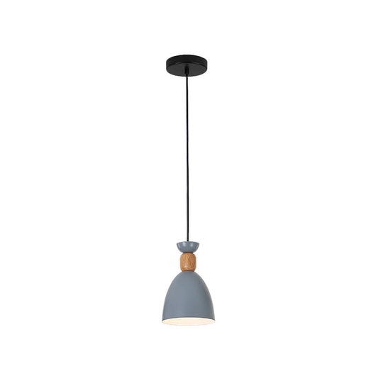 Iron Nordic Pendant Lamp With Oval/Cone/Dome Shade In Grey/White For Bedroom