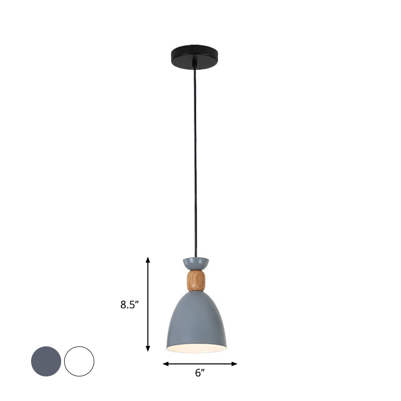 Iron Nordic Pendant Lamp With Oval/Cone/Dome Shade In Grey/White For Bedroom