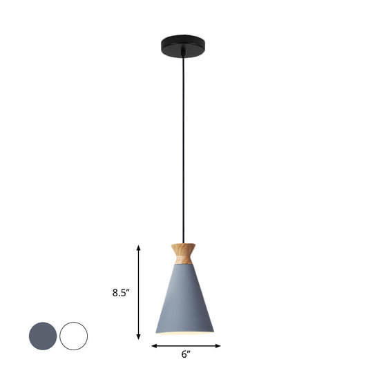 Iron Nordic Pendant Lamp With Oval/Cone/Dome Shade In Grey/White For Bedroom