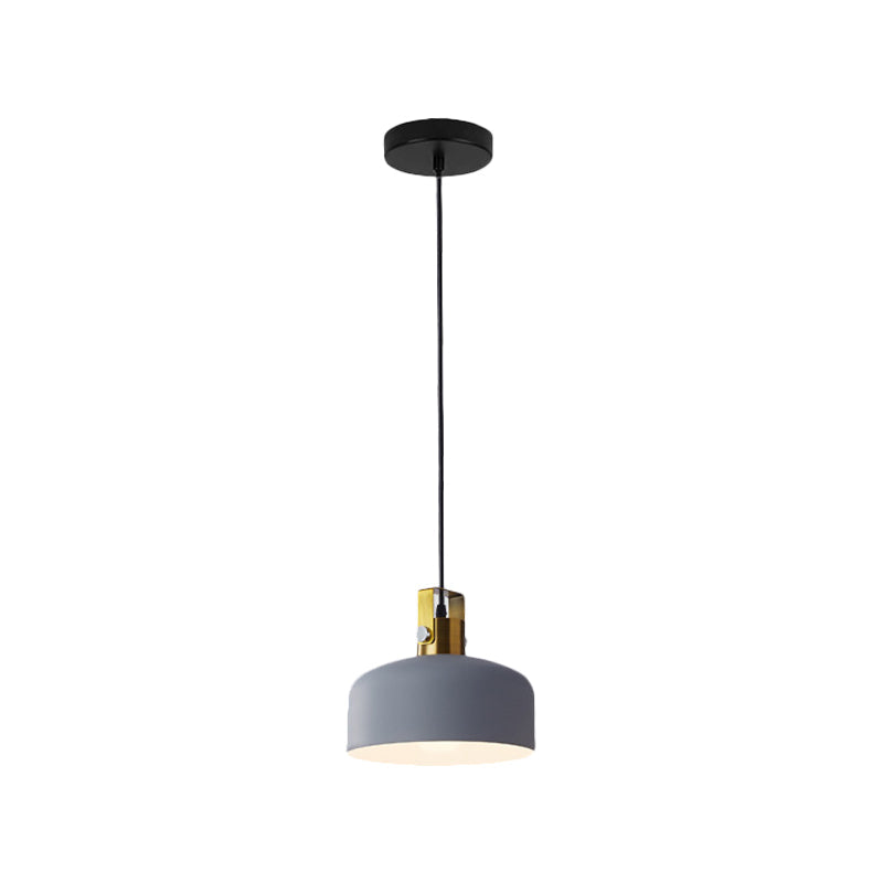 Iron Nordic Pendant Lamp With Oval/Cone/Dome Shade In Grey/White For Bedroom