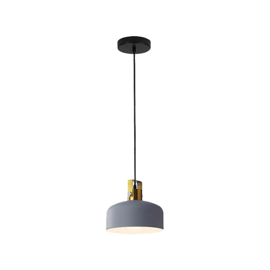 Iron Nordic Pendant Lamp With Oval/Cone/Dome Shade In Grey/White For Bedroom