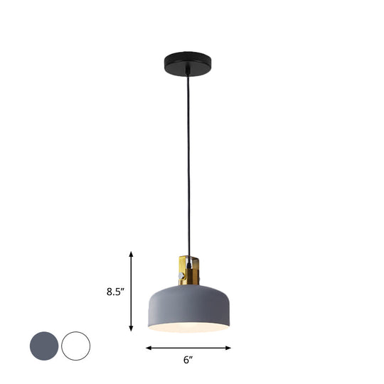 Iron Nordic Pendant Lamp With Oval/Cone/Dome Shade In Grey/White For Bedroom
