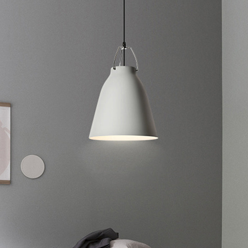 Macaron Black/Pink/Blue Restaurant Ceiling Hang Pendant Light - 1-Bulb With Aluminum Bell Shade